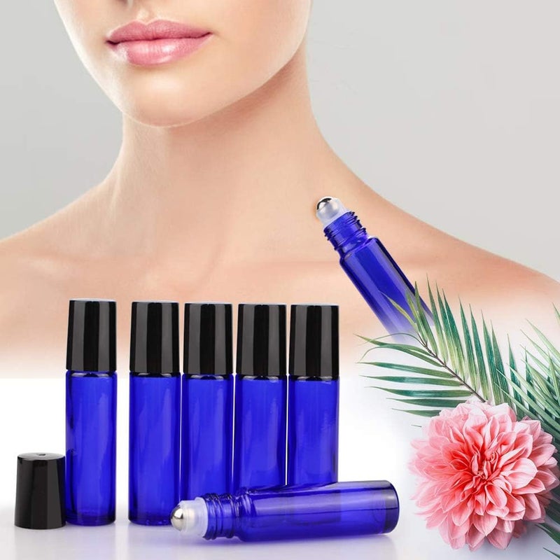 Sungwoo 12 Pack Essential Oil Bottles  10ml Blue Glass Bottles with Stainless Steel Roller Balls and Caps for Travel  Perfume and Lip Gloss - Image 5
